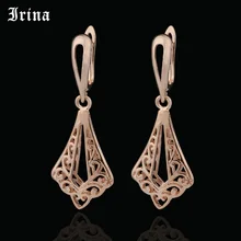 Irina 585 Fine Jewelry Drop Oorbellen Retro Vintage Hollow Vrouwen Rose Gold Lange Bohemian Charmant Dangle Oorbellen Groothandel(China)