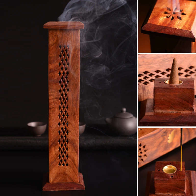 New 1 pcs Incense Stick Holder Hollow Sandalwood Incense Burner Stand Style Tower Box Incense Plate stand for incense sticks 
New 1 pcs Incense Stick Holder Hollow Sandalwood Incense Burner Stand Style Tower Box Incense Plate stand for incense sticks