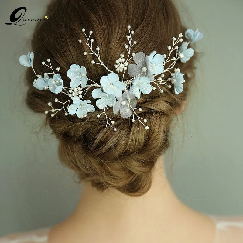 Fashion Blue Flower Wedding Hair Jewelry Pearl Women Hair Ornaments Headpiece Bridal Hairpins Handmade Headband Silver Vine
Fashion Blue Flower Wedding Hair Jewelry Pearl Women Hair Ornaments Headpiece Bridal Hairpins Handmade Headband Silver Vine