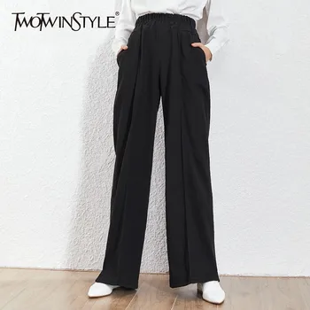 TWOTWINSTYLE Black Wide Leg Trousers For Women High Waist Loose Long Elastic Pants Female Korean Fashion 2020 Spring New Tide
TWOTWINSTYLE Black Wide Leg Trousers For Women High Waist Loose Long Elastic Pants Female Korean Fashion 2020 Spring New Tide