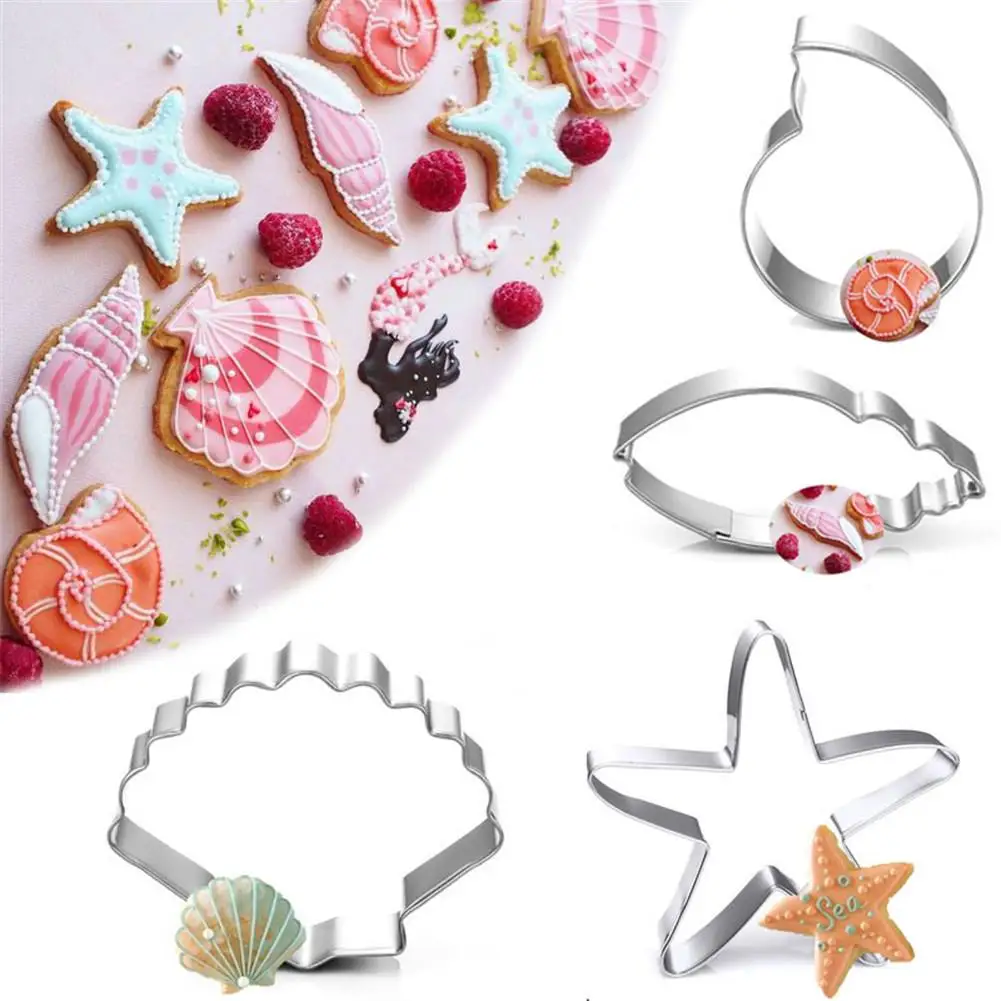 4/set New Stainless Steel Biscuit Mold Conch Seashell Starfish Dolphin Cutting Mold Set Cake Cooking Tool Practical Cutting Die
4/set New Stainless Steel Biscuit Mold Conch Seashell Starfish Dolphin Cutting Mold Set Cake Cooking Tool Practical Cutting Die