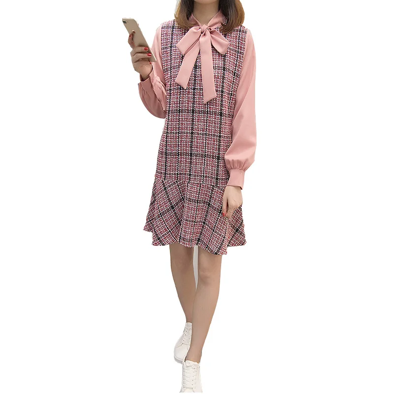 New Arrival Autumn 2018 Korean Fashion Clothing Women Preppy Style Loose Plus Size XL-5XL Bow Plaid Faux Two Piece Dress 10281
New Arrival Autumn 2018 Korean Fashion Clothing Women Preppy Style Loose Plus Size XL-5XL Bow Plaid Faux Two Piece Dress 10281