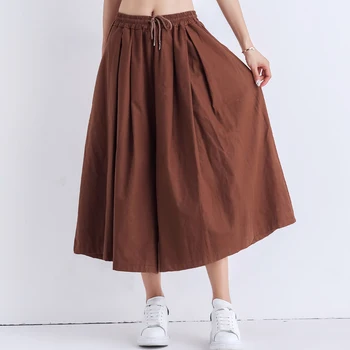 #2107 Summer Chinese Style Wide Leg Pants Women Solid Color Calf-length Plus Size Drawing Elastic Waist Casual Pleated Pants
#2107 Summer Chinese Style Wide Leg Pants Women Solid Color Calf-length Plus Size Drawing Elastic Waist Casual Pleated Pants