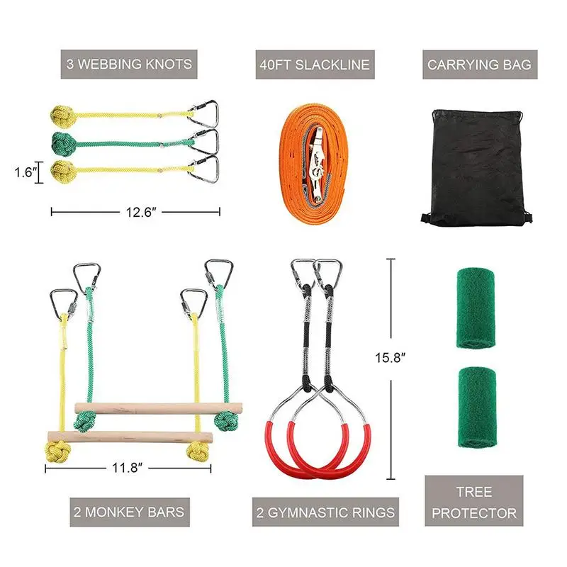 Children's Obstacles Sling Ring Monkey Pole Outdoor Physical Training Combination Portable 40 Foot Slackline Bar Kit Kids
Children's Obstacles Sling Ring Monkey Pole Outdoor Physical Training Combination Portable 40 Foot Slackline Bar Kit Kids