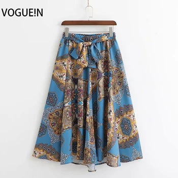 VOGUEIN New Womens Retro Ethnic Floral Print Elastic Waist Bow Belt Blue Midi Skirt Wholesale
VOGUEIN New Womens Retro Ethnic Floral Print Elastic Waist Bow Belt Blue Midi Skirt Wholesale