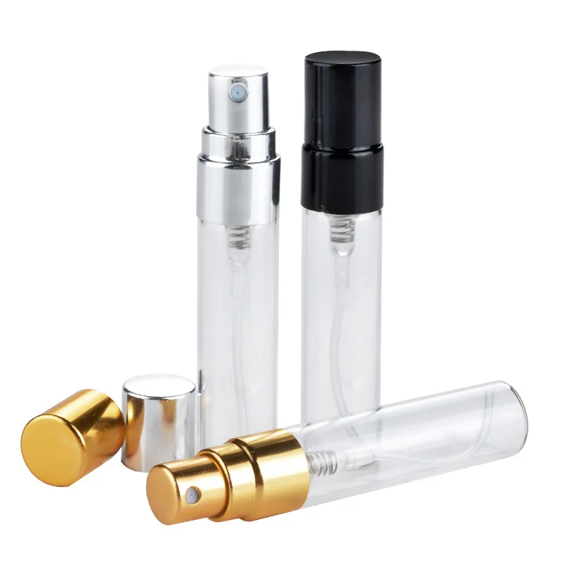 5ML Transparent Glass Spray Bottle Empty Clear Refillable Perfume Atomizer With Gold Silver Cap Portable Sample Vials | Красота и
