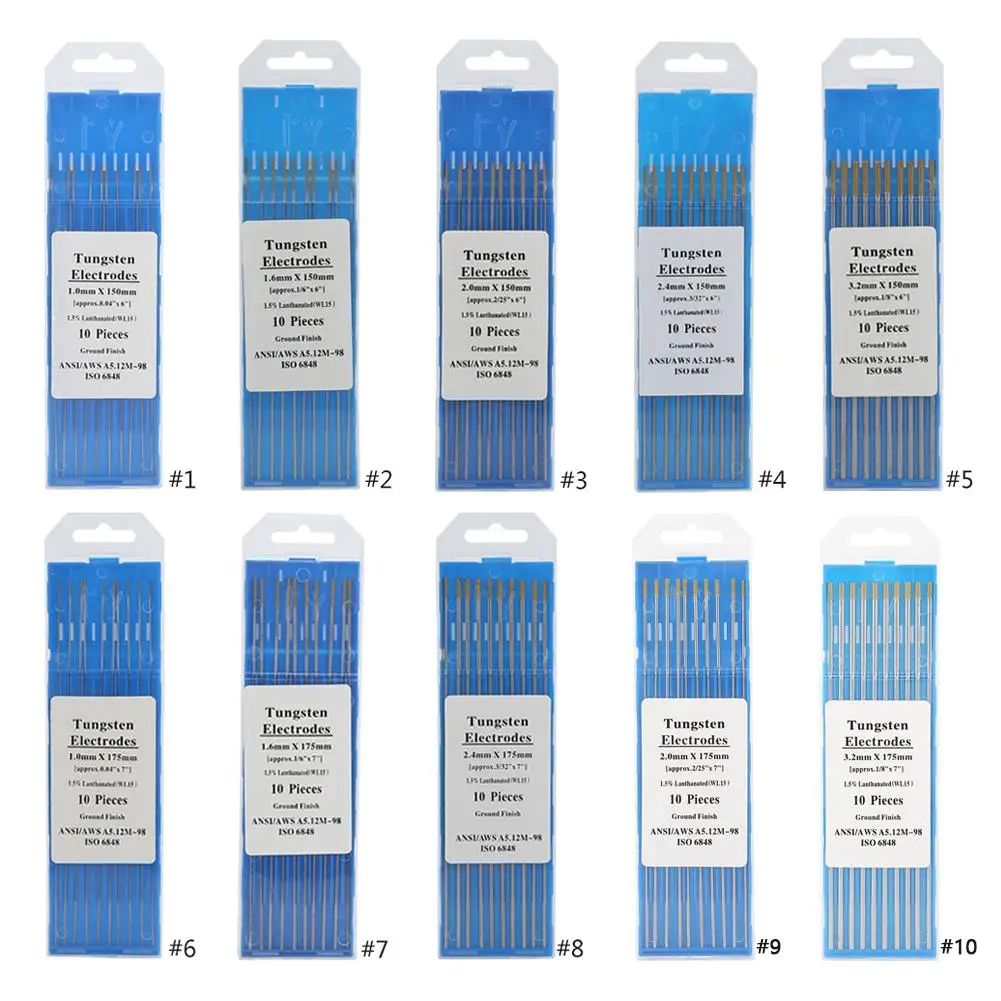 10pcs/Box Welding Lanthanum 15 Tungsten Electrodes WL TIG for Stainless Steel Metal Alloy Welding Soldering Rods Set Low Temper
10pcs/Box Welding Lanthanum 15 Tungsten Electrodes WL TIG for Stainless Steel Metal Alloy Welding Soldering Rods Set Low Temper