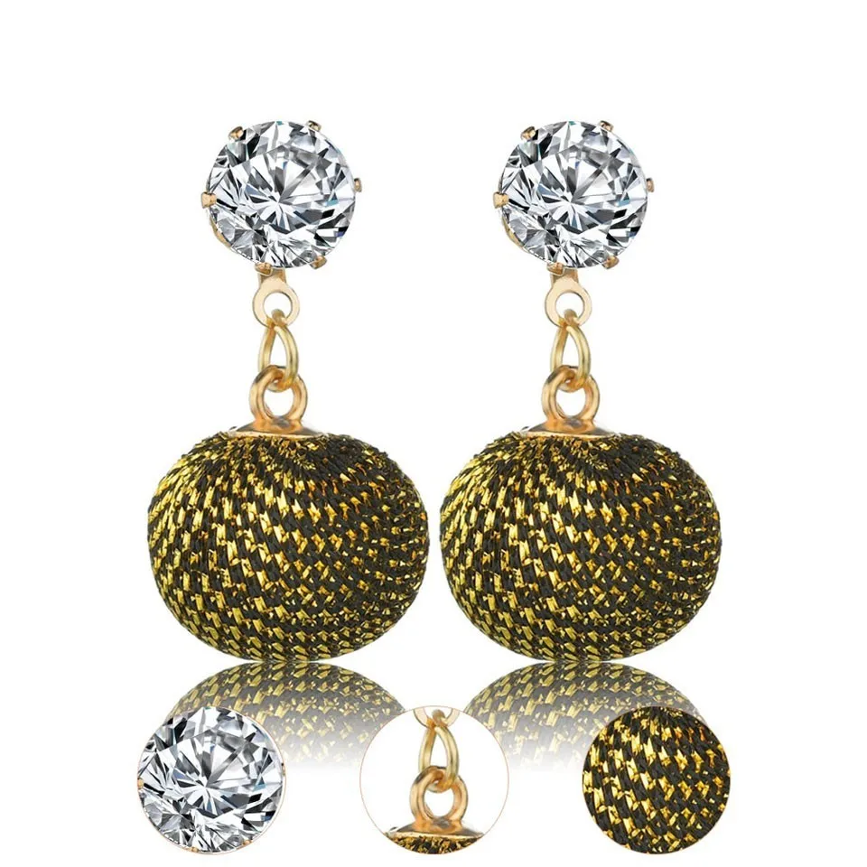 Women Trendy Drop Earrings Shinning Rhinestone With Colorful Cloth Wrapped Ball Earrings Trendy Handmade Earing Wedding Jewelry
Women Trendy Drop Earrings Shinning Rhinestone With Colorful Cloth Wrapped Ball Earrings Trendy Handmade Earing Wedding Jewelry