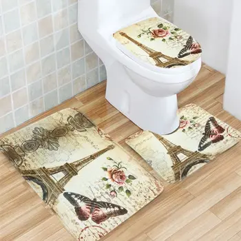3pcs Eiffel Tower Butterfly Bathroom Mat Set of 3 Pedistal Bath Mat U-pad and Toilet Cover
3pcs Eiffel Tower Butterfly Bathroom Mat Set of 3 Pedistal Bath Mat U-pad and Toilet Cover