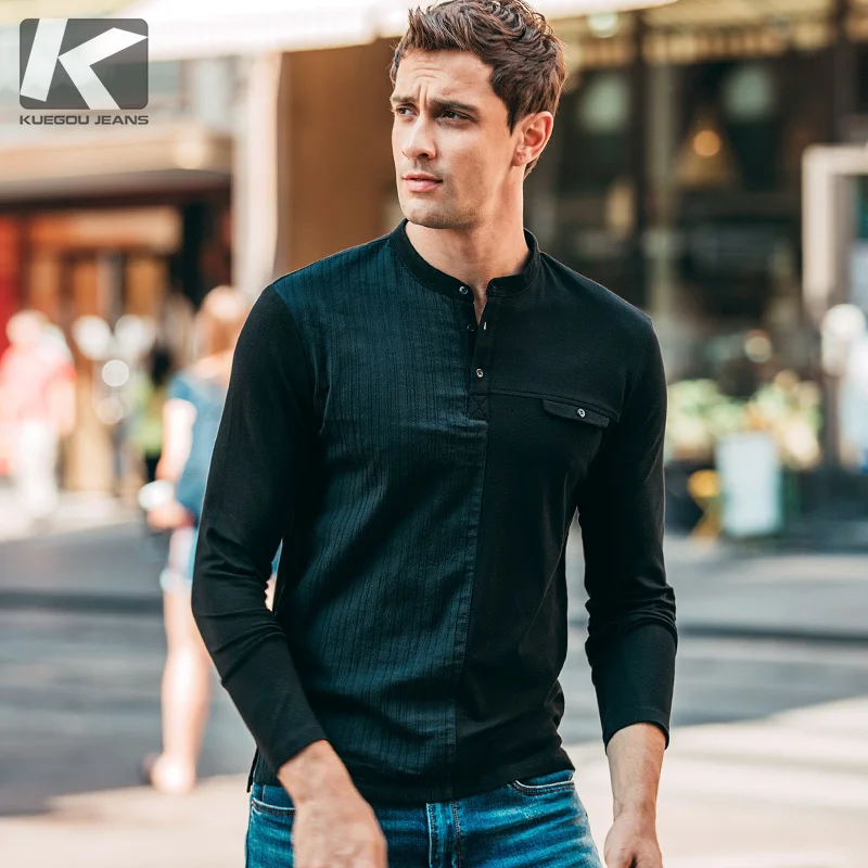 Autumn Men T Shirt Cotton Button Black White Color For Man Fashion Long Sleeve Slim T-Shirt 2018 New Male Wear Tee Shirt 1012
Autumn Men T Shirt Cotton Button Black White Color For Man Fashion Long Sleeve Slim T-Shirt 2018 New Male Wear Tee Shirt 1012