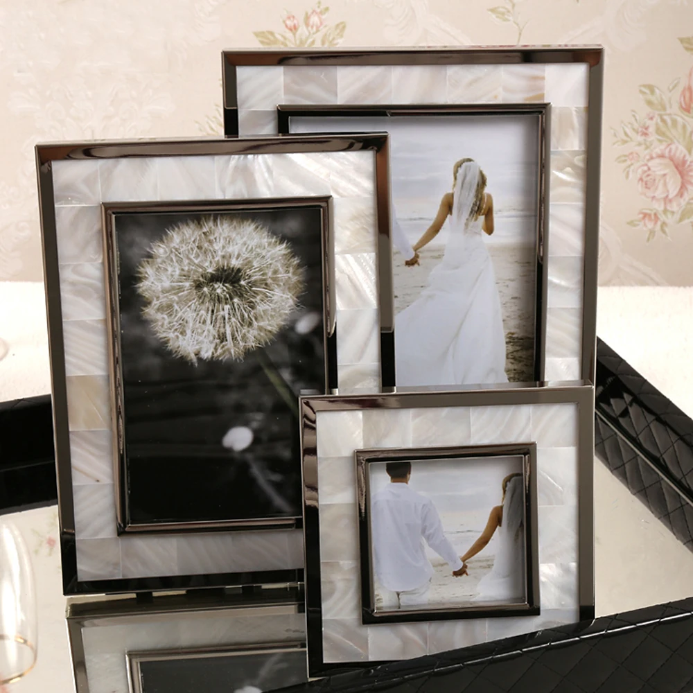 

Fashionable Hand-made Home Deco Natural Seashell Photo Frames, Shell Framing Display Yspf-007