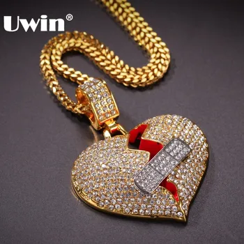 UWIN Full Iced Band-Aid Broke Heart Necklace Pendant 4 Colors Rhinestones Bling Bling lHiphop Jewelry Chains Drop Shipping
UWIN Full Iced Band-Aid Broke Heart Necklace Pendant 4 Colors Rhinestones Bling Bling lHiphop Jewelry Chains Drop Shipping