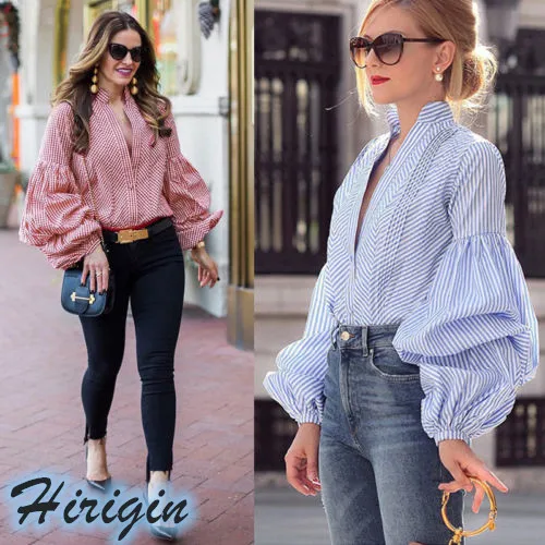 Women Casual Tops Women Loose Casual Striped Puff Sleeve V Neck Long Sleeve Casual Button Tops Size S-XL
Women Casual Tops Women Loose Casual Striped Puff Sleeve V Neck Long Sleeve Casual Button Tops Size S-XL