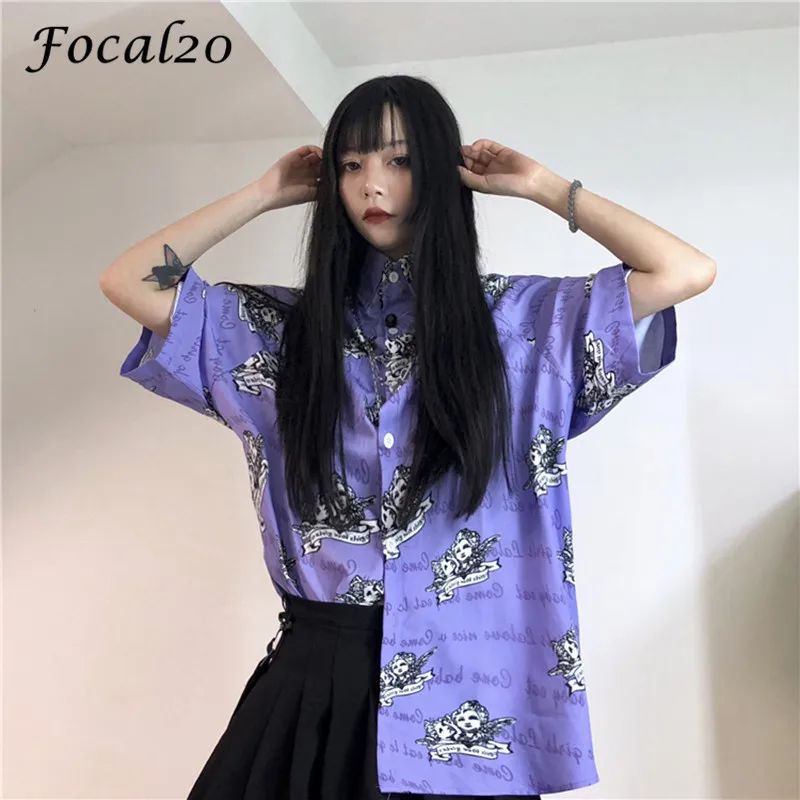 Focal20 Harajuku Dark Angle Letter Print Female Blouse Shirt Short Sleeve 2019 Summer Spring Turn-down Collar Women Shirt Blouse
Focal20 Harajuku Dark Angle Letter Print Female Blouse Shirt Short Sleeve 2019 Summer Spring Turn-down Collar Women Shirt Blouse