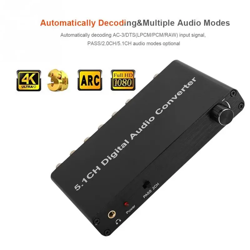 

100-240V 5.1CH HDMI Audio Extractor 4K 3D Dolby AC 3 DTS Audio Decoder Multiple Output (US PLUG) Hot Sale