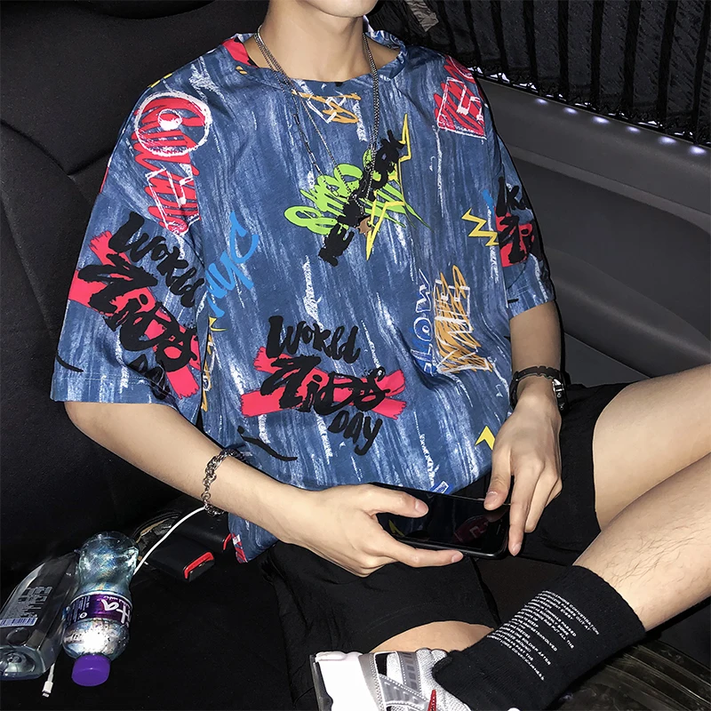 2019 Summer Men's Hip-hop Style Fashion Trend Geometry Doodle Printing Male Short Sleeve Student Blue T-Shirt Big Size M-5XL
2019 Summer Men's Hip-hop Style Fashion Trend Geometry Doodle Printing Male Short Sleeve Student Blue T-Shirt Big Size M-5XL