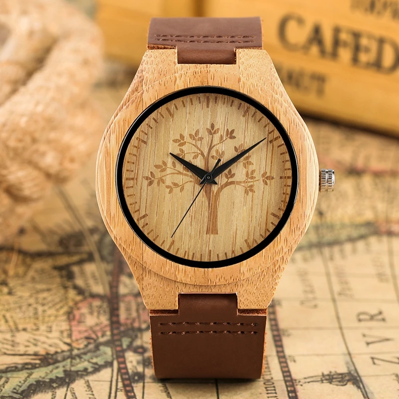 Men's Watches Handmade Engraved a Tree on Dial Quartz Wooden Watch Retro Leather Man Clock Top Brand Luxury relogio de Madeira
Men's Watches Handmade Engraved a Tree on Dial Quartz Wooden Watch Retro Leather Man Clock Top Brand Luxury relogio de Madeira
