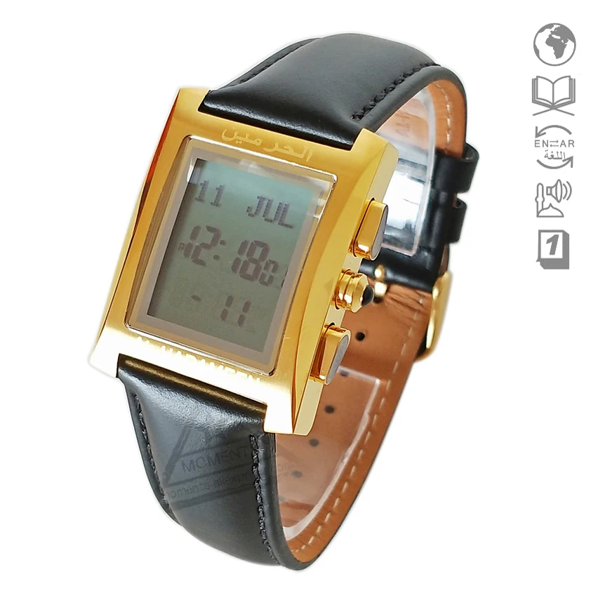 Islam Prayer Watch with Qibla Direction and Hijri 6287 Muslim Clock with Prayer Alarm Azan Wristwatch with Genuine Leather Strap
Islam Prayer Watch with Qibla Direction and Hijri 6287 Muslim Clock with Prayer Alarm Azan Wristwatch with Genuine Leather Strap