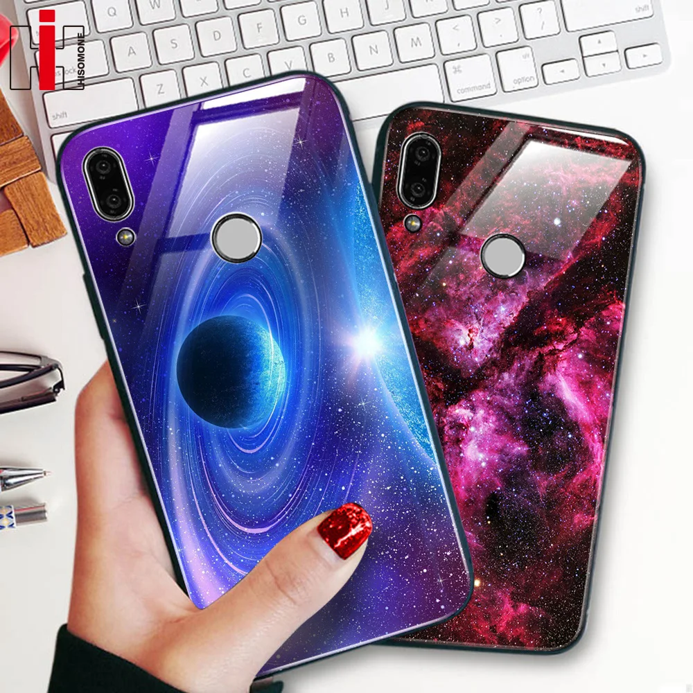 Hisomone Стекло силиконовый чехол на huawei P20 Lite P Smart Роскошные пространство обложка