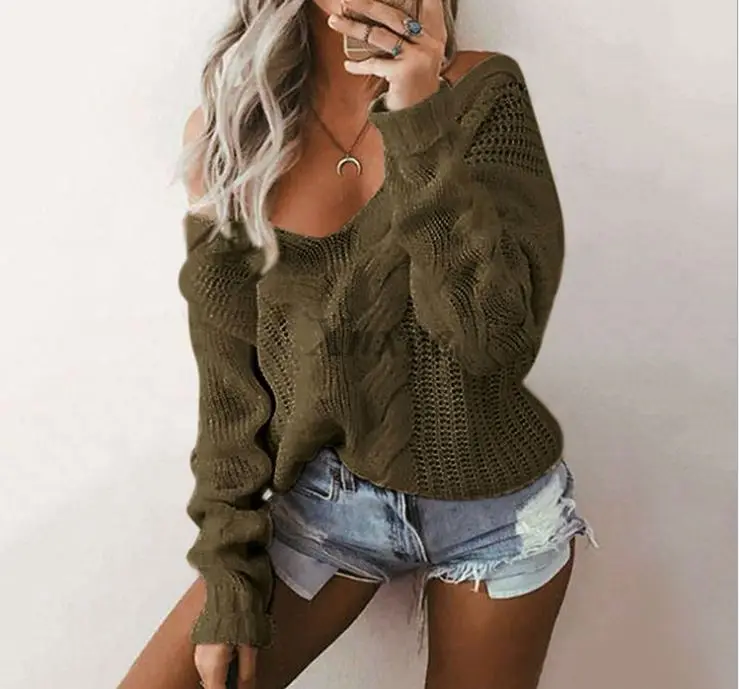 Sweater Women 2019 autumn and winter new European and American casual loose deep V-neck twist female sweaters dresses
Sweater Women 2019 autumn and winter new European and American casual loose deep V-neck twist female sweaters dresses