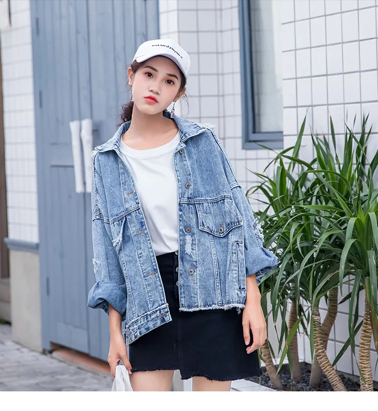 Casual Hole Women Denim Jacket Pockets Short Winter Jacket Women Turn-down Collar Harajuku Women Clothing
Casual Hole Women Denim Jacket Pockets Short Winter Jacket Women Turn-down Collar Harajuku Women Clothing