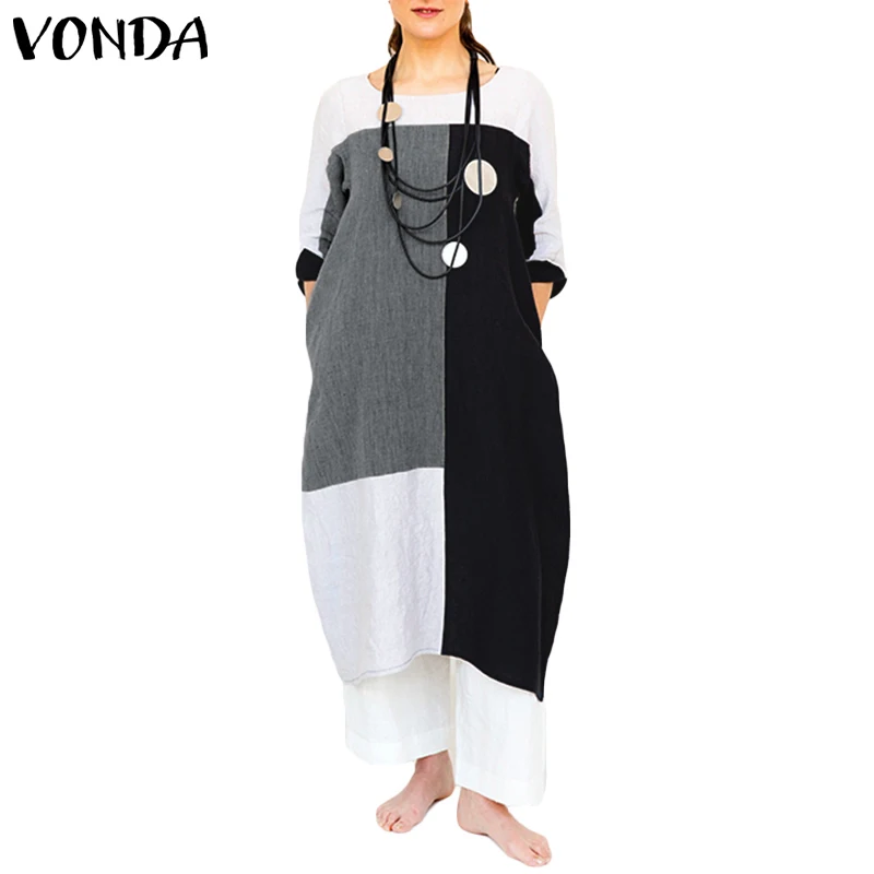VONDA Vintage Pathwork Dress Plus Size 2019 Autumn Women Casual Loose O Neck Long Sleeve Long Dresses Retro Vestidos Femme
VONDA Vintage Pathwork Dress Plus Size 2019 Autumn Women Casual Loose O Neck Long Sleeve Long Dresses Retro Vestidos Femme