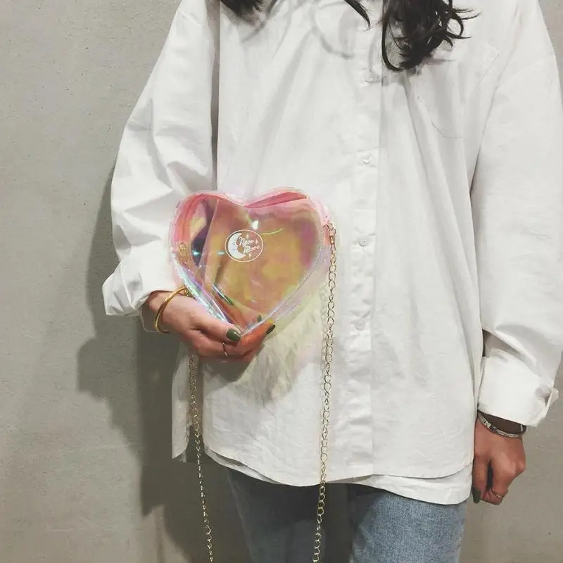 Girls Clear Heart Shoulder Handbags Women Transparent Hearts Shaped Design PVC Small Chain Crossbody Bags 2019 New
Girls Clear Heart Shoulder Handbags Women Transparent Hearts Shaped Design PVC Small Chain Crossbody Bags 2019 New