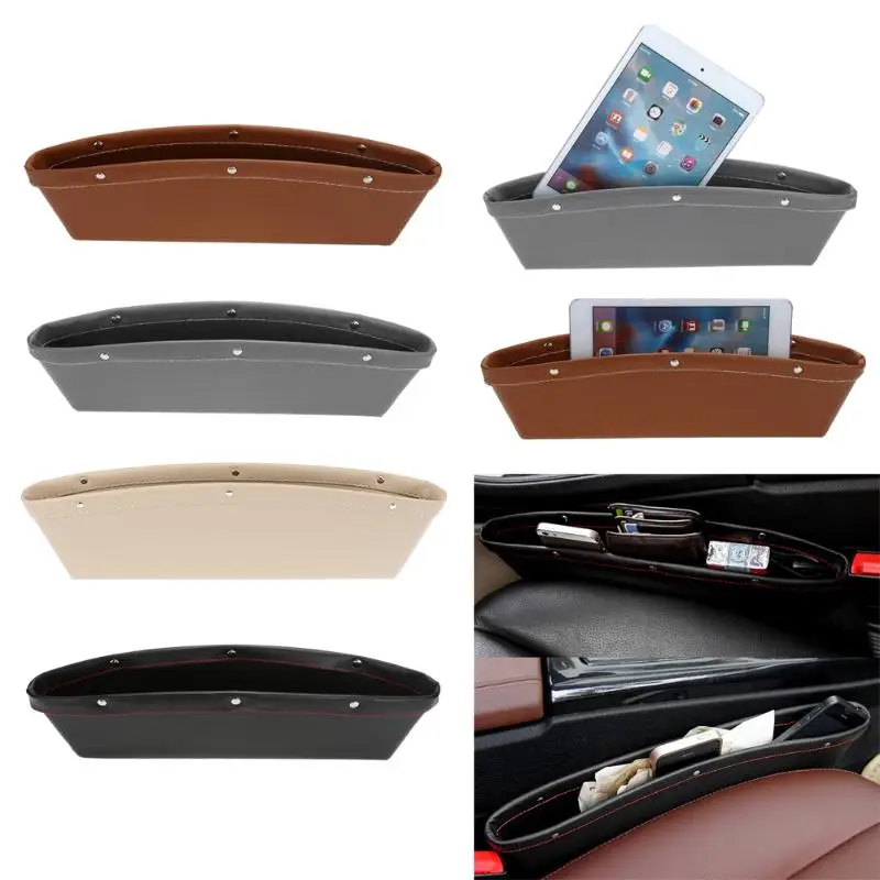 

1pcs Car Organizer PU Leather Catch Catcher Box Caddy Car Seat Slit Gap Pocket Storage Glove Box Slot Box Leather Storage