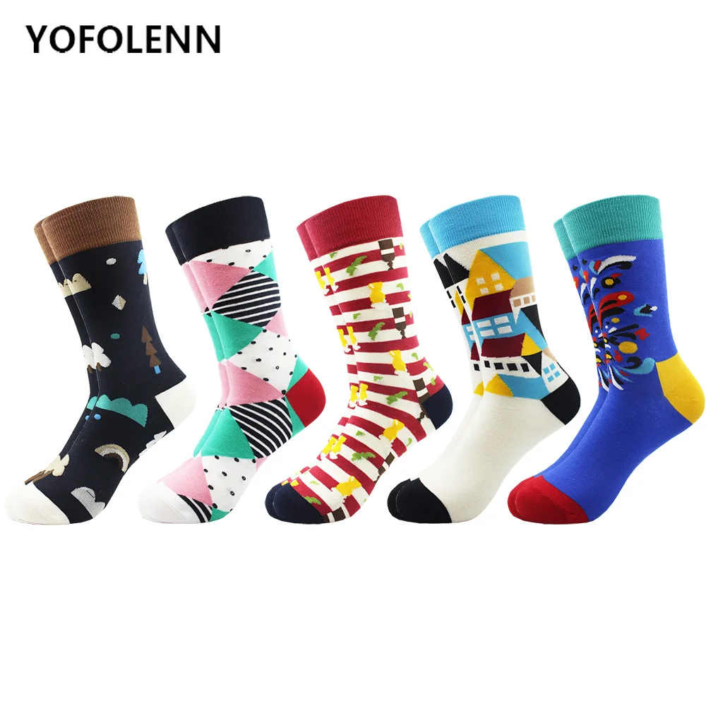5 pairs/lot Novelty Colorful Pattern Combed Cotton Casual Dress Wedding Socks for Man Cool Funny Skateboard Socks Street-wear
5 pairs/lot Novelty Colorful Pattern Combed Cotton Casual Dress Wedding Socks for Man Cool Funny Skateboard Socks Street-wear
