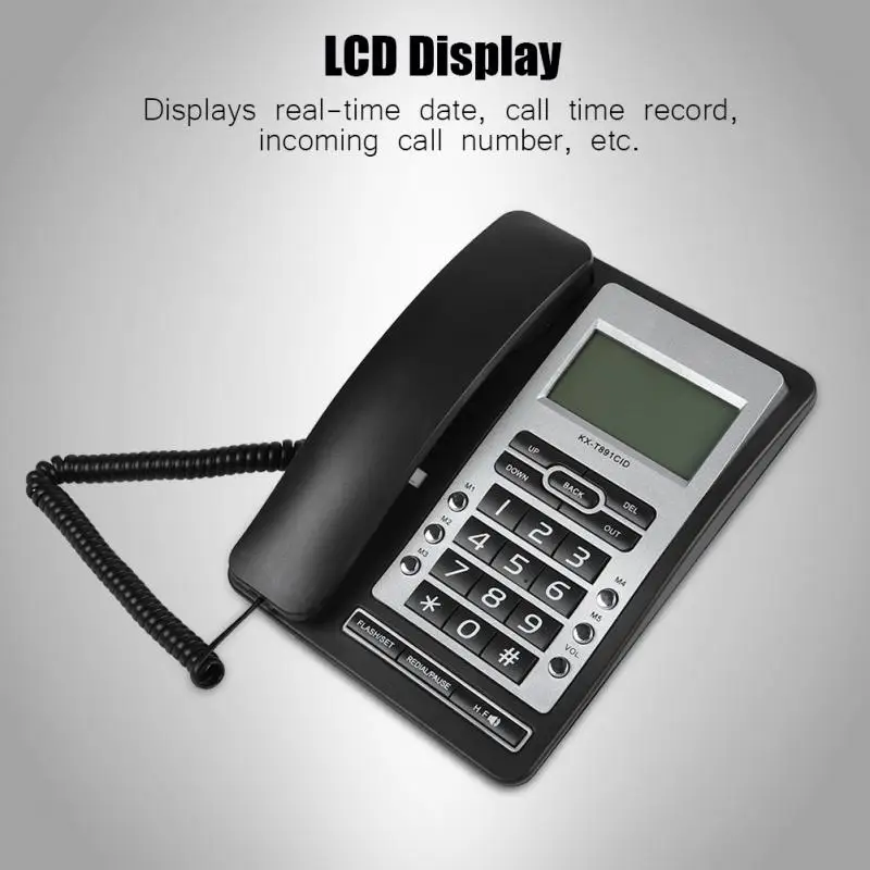 vbestlife KX-T891 DTMF/FSK Systems LCD Display Corded Telephone 5-group Speed Dial Home Desktop Phone Black White
vbestlife KX-T891 DTMF/FSK Systems LCD Display Corded Telephone 5-group Speed Dial Home Desktop Phone Black White