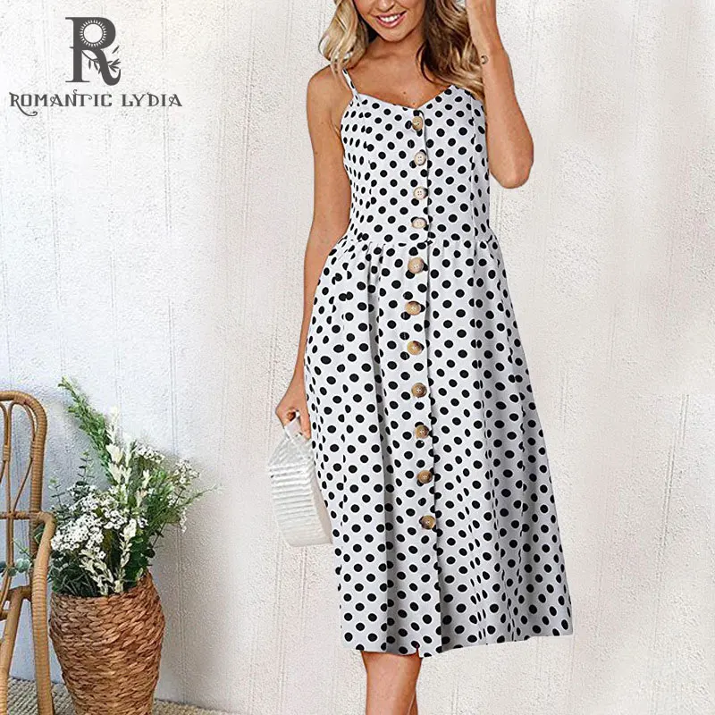 Women Bohemian Sexy Midi Dress Women Spaghetti Strap Dot Printed Botton Backless A-Line Dresses Summer 2019
Women Bohemian Sexy Midi Dress Women Spaghetti Strap Dot Printed Botton Backless A-Line Dresses Summer 2019