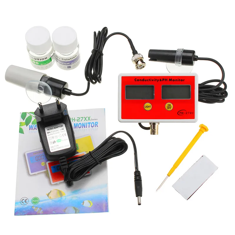 PH-2791 PH/EC 2-in-1 Detector Water Quality Online Analyzer PH/EC Monitor Resolution 0.01pH +-2%F.S PH Meter
PH-2791 PH/EC 2-in-1 Detector Water Quality Online Analyzer PH/EC Monitor Resolution 0.01pH +-2%F.S PH Meter