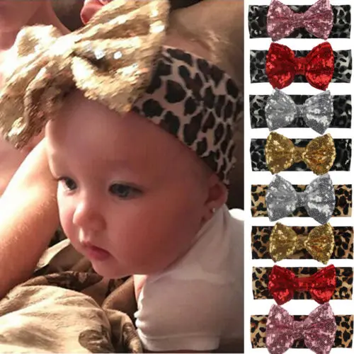 Toddler Baby Girls Leopard sequins Big Glitter Hair Bow Kid Baby Nylon Bow Hairband Headband Stretch Turban Knot Head Wrap
Toddler Baby Girls Leopard sequins Big Glitter Hair Bow Kid Baby Nylon Bow Hairband Headband Stretch Turban Knot Head Wrap