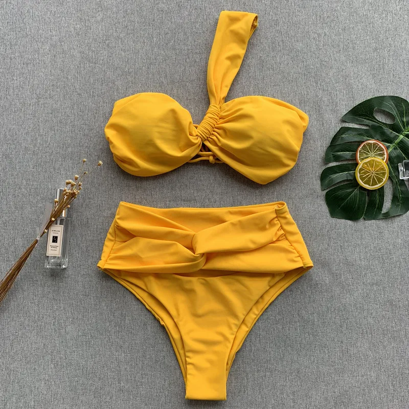 New European and American high-waist swimsuit, pure-color bikini, women's strap-on swimsuit sexy bikini2019
New European and American high-waist swimsuit, pure-color bikini, women's strap-on swimsuit sexy bikini2019