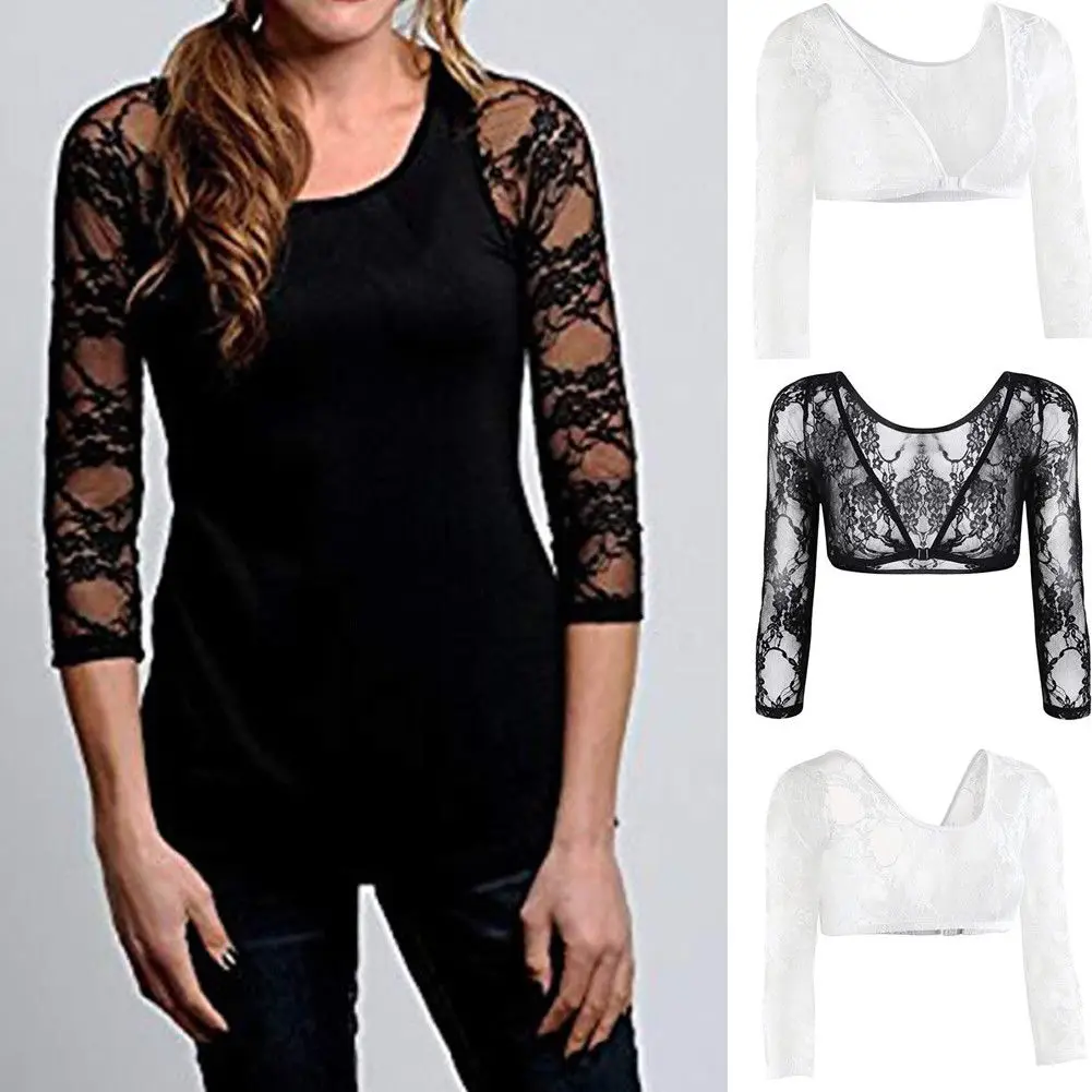 

Summer Hot Women Lace T-Shirts Slimmer Long Sleeve Thinner Amazing Arms From Flab To Fab Lightweight Wrap Armwear Tops