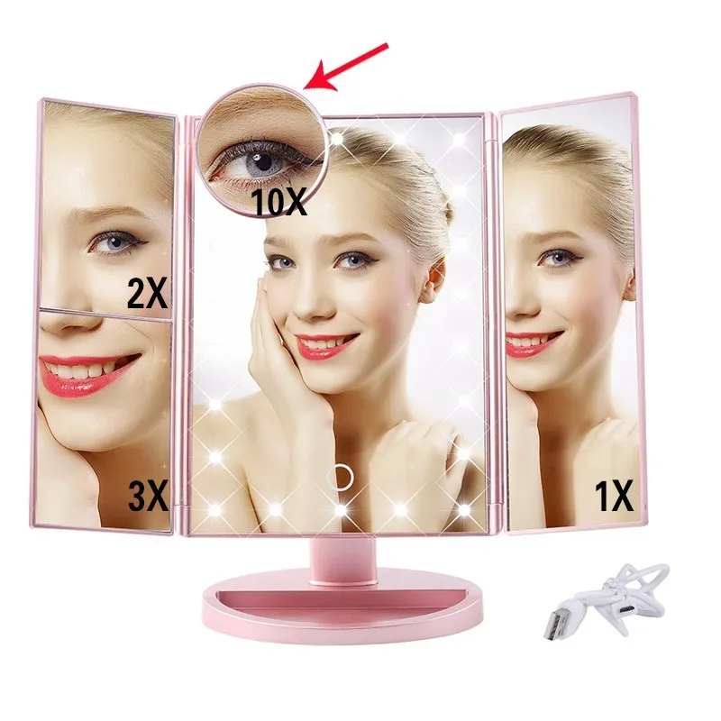 22 light Touch Screen LED Makeup Mirror table 1X2X/3X/10X Magnifying espejo de maquillaje vanity magnifier screen Folding Mirror
22 light Touch Screen LED Makeup Mirror table 1X2X/3X/10X Magnifying espejo de maquillaje vanity magnifier screen Folding Mirror