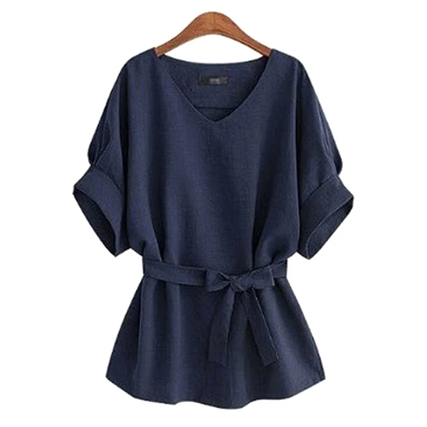 Women V Neck Tops Batwing Sleeves Loose Solid Tops with Belt for Summer M-5XL HSJ88
Women V Neck Tops Batwing Sleeves Loose Solid Tops with Belt for Summer M-5XL HSJ88