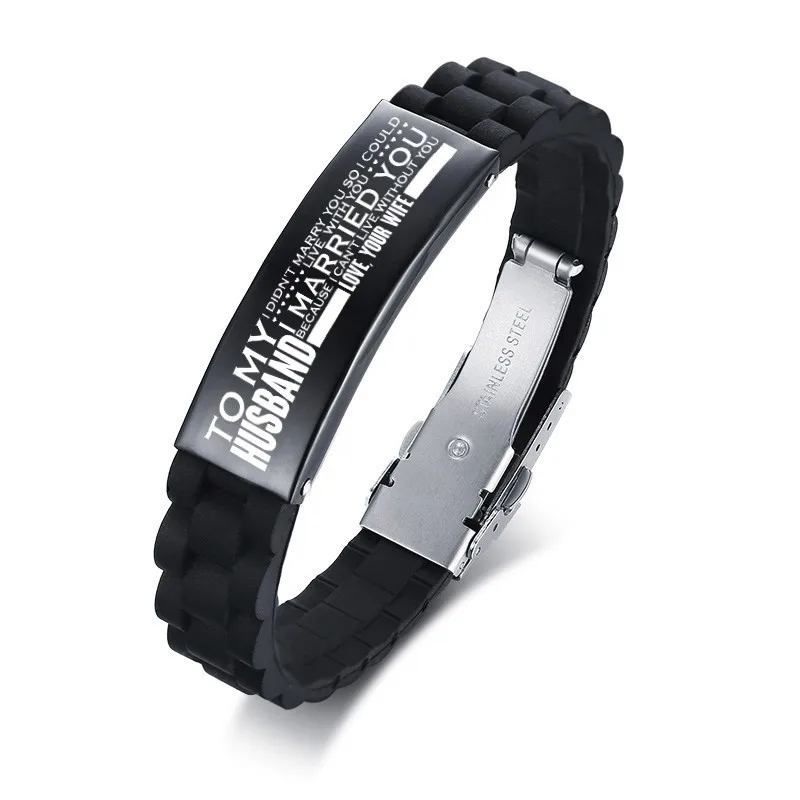 Personalized Customized To My Husband Son Daughter Silicone and Stainless Steel Bracelet for Men
Personalized Customized To My Husband Son Daughter Silicone and Stainless Steel Bracelet for Men