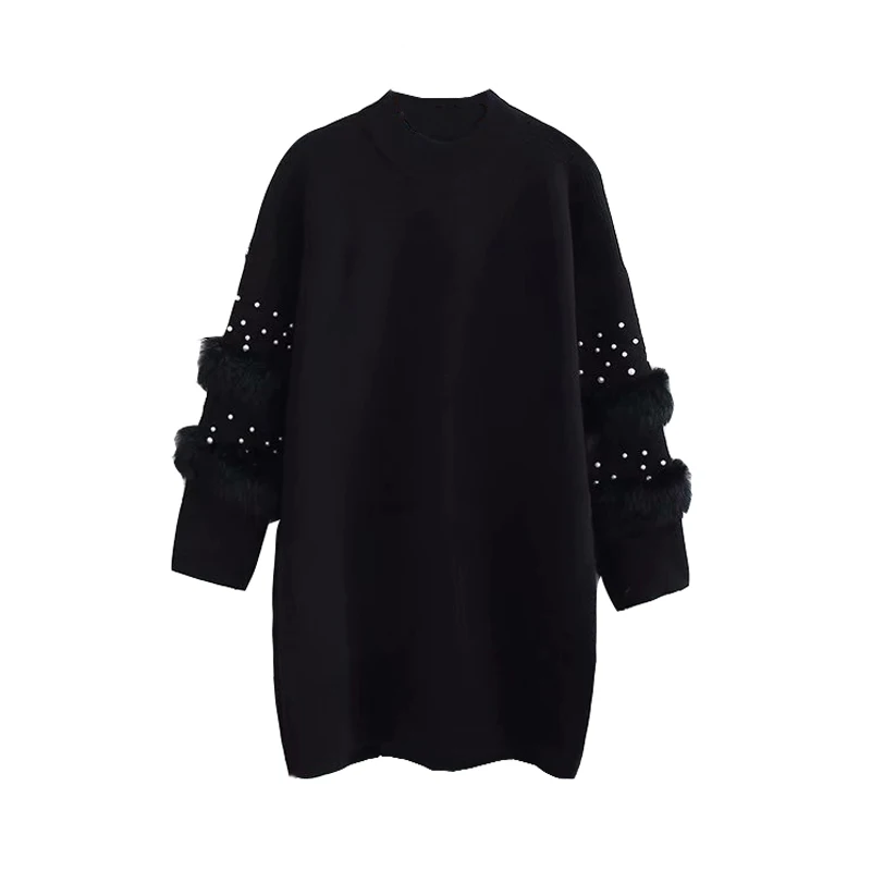 2018 Autumn Winter Women Sweater Knitted Dress Loose Long Sleeve Pearl Beads Fur Soft jumper Women Sweater Female Chic Vestdios
2018 Autumn Winter Women Sweater Knitted Dress Loose Long Sleeve Pearl Beads Fur Soft jumper Women Sweater Female Chic Vestdios