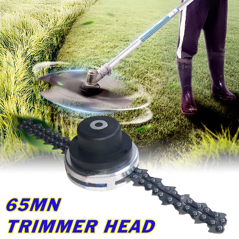 

Upgraded Chain Trimmer Head Grass Trimmer Head for Garden Brushcutter Lawn Mower Replacement Parts 65Mn Coil Chain M10x1.25LH