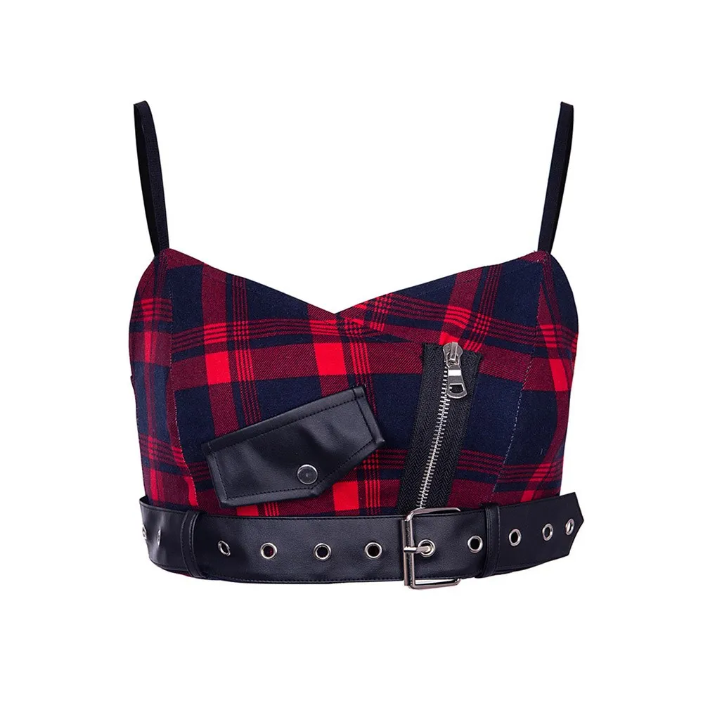 Sexy Strap Tank Top Women Fashion Goth Red Plaid Zipper Holes Pocket Streetwear Punk Girl Summer Hot Sale Casual Chic Crop Tops
Sexy Strap Tank Top Women Fashion Goth Red Plaid Zipper Holes Pocket Streetwear Punk Girl Summer Hot Sale Casual Chic Crop Tops