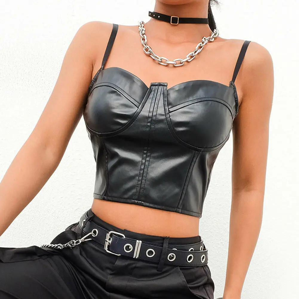 PU Leather Crop Top Women Sexy Stretch Shine Bralette Top Ladies Summer Back Zipper Crop Tops Corset Vest Tops Femme
PU Leather Crop Top Women Sexy Stretch Shine Bralette Top Ladies Summer Back Zipper Crop Tops Corset Vest Tops Femme