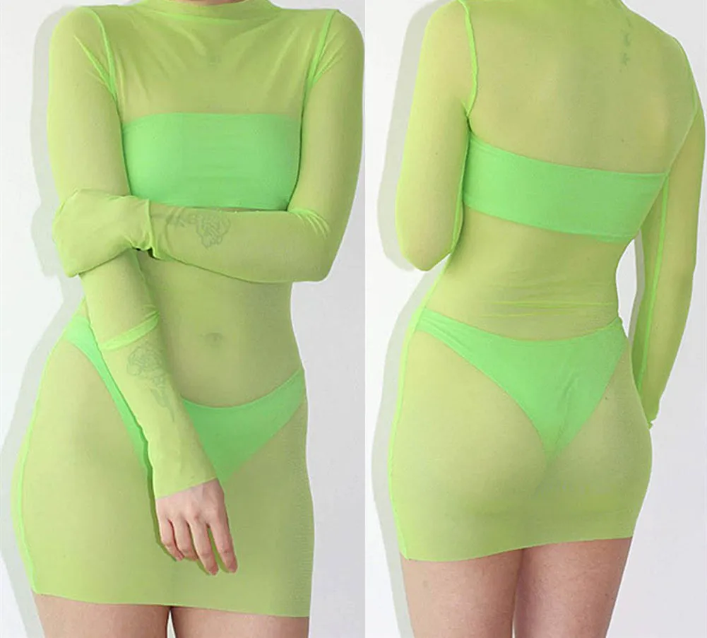 Newest Sexy Women Summer Black Mesh Sheer Long Sleeve Bodycon Party Club Wear elegant Mini Short Dress
Newest Sexy Women Summer Black Mesh Sheer Long Sleeve Bodycon Party Club Wear elegant Mini Short Dress