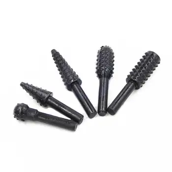 5PCS Woodworking Rotary Burr Set Wood Carving File Rasp Drill Bit 1/4" 6mm Shank