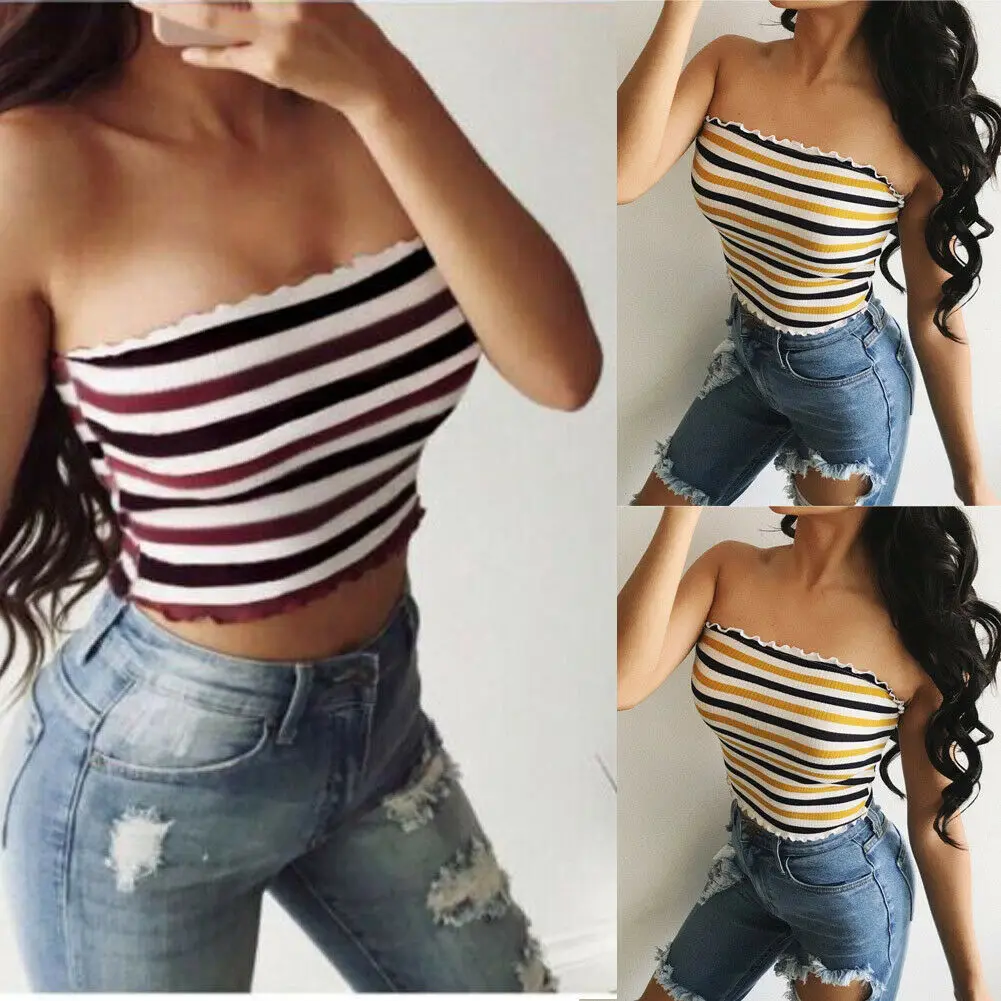 2019 New Women Fashion Elastic Tube Tops Blouse Strapless Bandeau Crop Top Striped Shirts
2019 New Women Fashion Elastic Tube Tops Blouse Strapless Bandeau Crop Top Striped Shirts