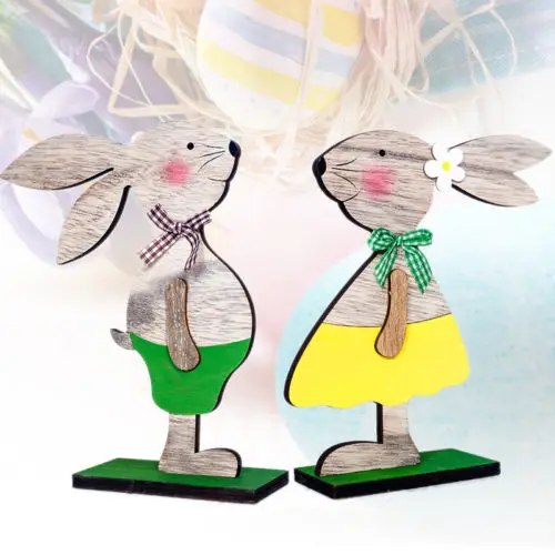Easter Party Decoration Rabbit Egg Bunny Figurine Home Wooden Ornament Kid Gift DIY Figurines | Дом и сад