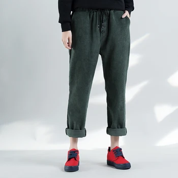 #2157 Spring 2019 Corduroy Pants High Waist Harem Green Black Pleated Corduroy Trousers Femme Loose Drawstring Buttons Casual
#2157 Spring 2019 Corduroy Pants High Waist Harem Green Black Pleated Corduroy Trousers Femme Loose Drawstring Buttons Casual