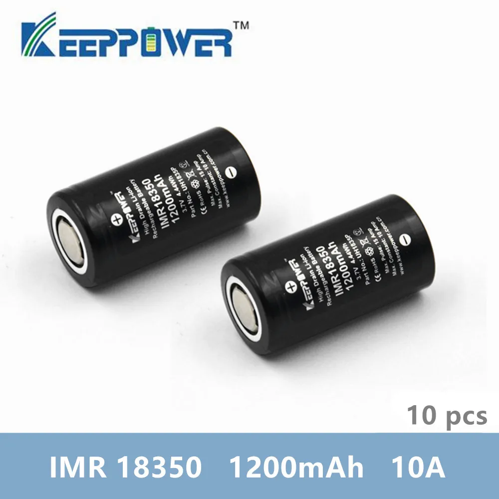 10pcs Keeppower 10A discharge IMR18350 1200mAh UH1835P Li-ion rechargeable battery batteries 18350 drop shipping Original
10pcs Keeppower 10A discharge IMR18350 1200mAh UH1835P Li-ion rechargeable battery batteries 18350 drop shipping Original