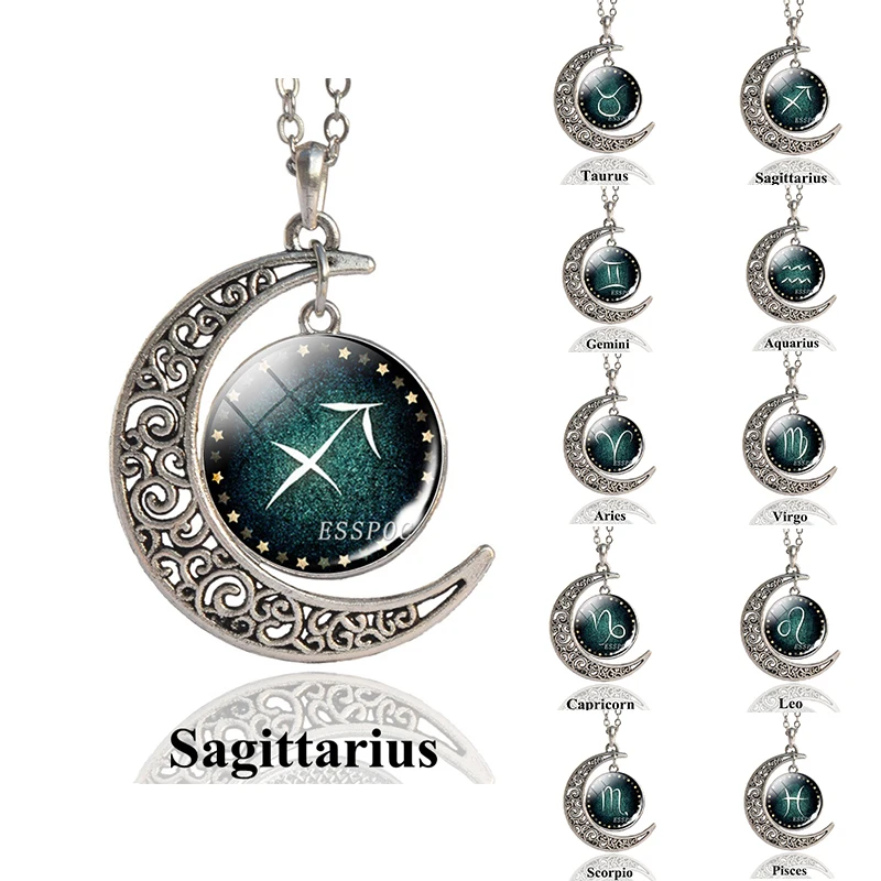 12 Constellation Gemini Cancer Leo Virgo Libra Scorpio Sagittarius Crescent Moon Pendant Necklace Vintage Chain Women Necklace
12 Constellation Gemini Cancer Leo Virgo Libra Scorpio Sagittarius Crescent Moon Pendant Necklace Vintage Chain Women Necklace