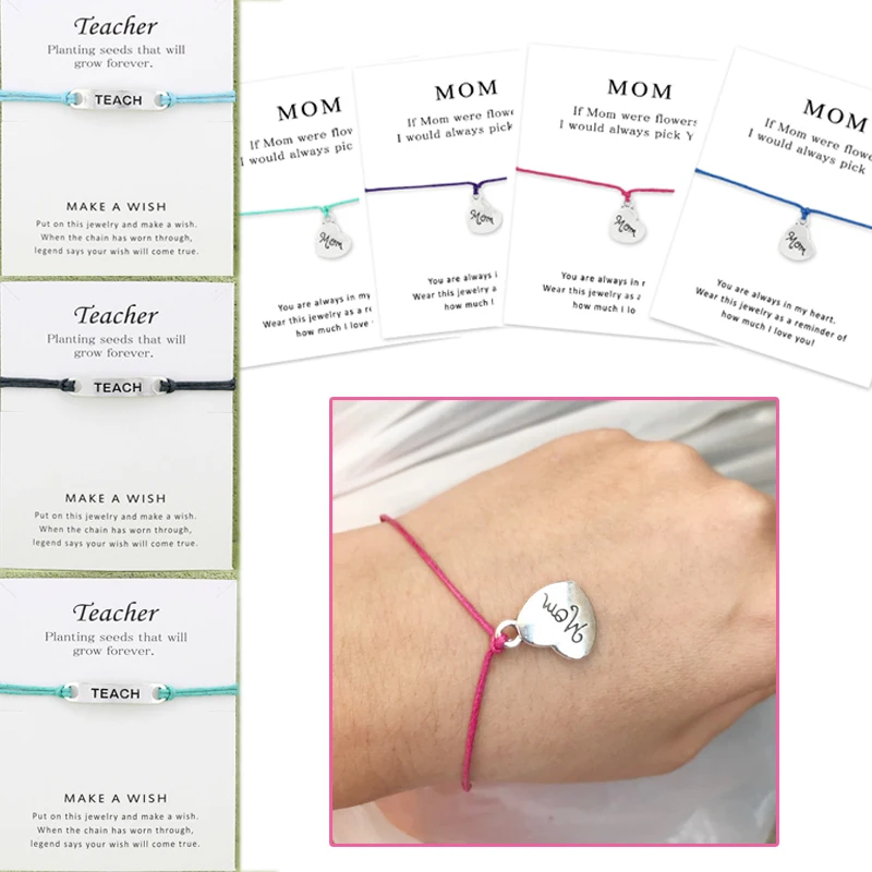 2018 new Letter Rope Wedding Teach Mom Card A gift for teachers' day Bracelet Christmas Adjustable 1PC Heart Infinity Wish
2018 new Letter Rope Wedding Teach Mom Card A gift for teachers' day Bracelet Christmas Adjustable 1PC Heart Infinity Wish